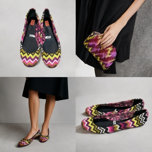 Missoni Shoes - Missoni Multicolor Zigzag Flats Pink Green Black White